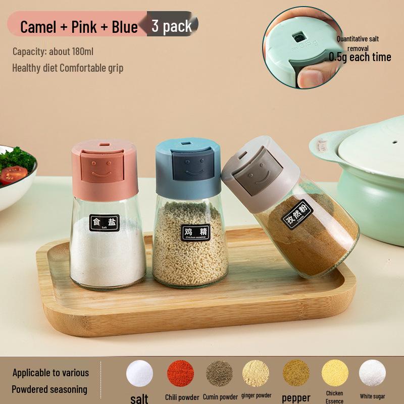 Press-Type Salt Control Glass Spice Jar - Moisture-Proof, Sealed, Ideal for BBQ & Kitchen