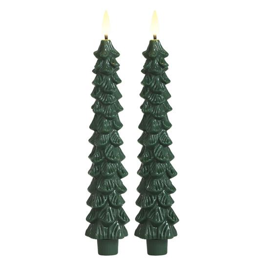 4Pcs LED Flameless Christmas Tree Taper Candles with Remote Control 3D Flame Flickering Window Candlesticks Set