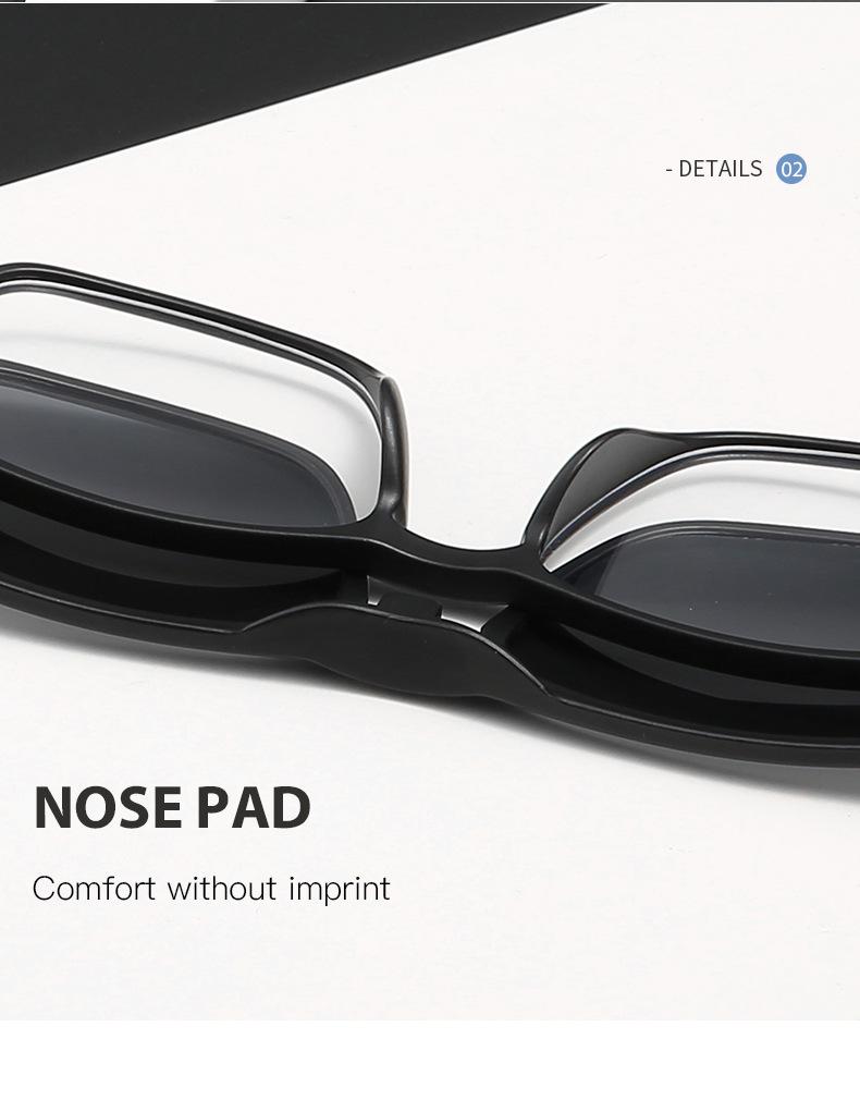 Men's & Women's Magnetic Polarized Clip-On Sunglasses - Retro Square Frame, Spring Legs, 5 Interchangeable Lenses Set (Model 2249)