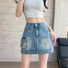 Anti-exposure Workwear Pocket Denim Skirt for Women In Summer New High-waisted A-line Slim Hip-pack Skirt