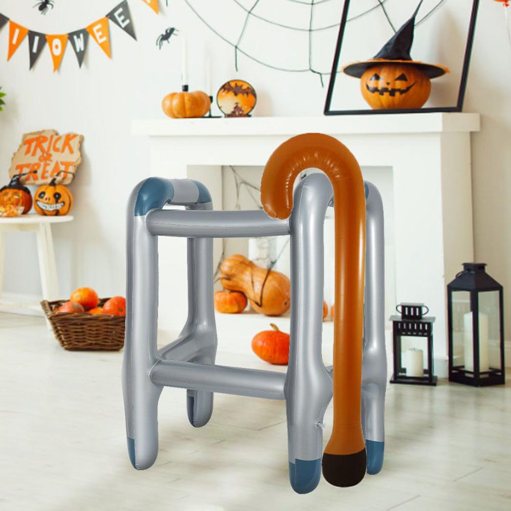 2Pcs Novelty Costume Party Cosplay Supplies Walking Stick Inflatable Toys Zimmer Frame Blow Up Prop