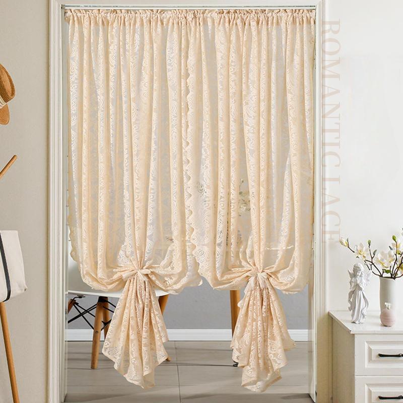 Lace Polyester Mosquito Proof Door Net Screen Hanging Door Curtain Side Fly Free-punch Vintage Lace Curtains Romantic Semi Sheer Floral Lacy Curtain