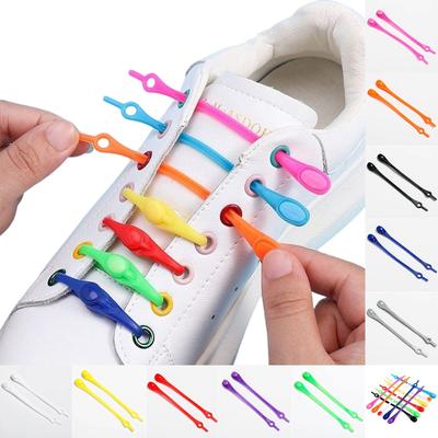 Взрослые силиконовые эластичные шнурки с круглым носком, эластичные, без завязывания