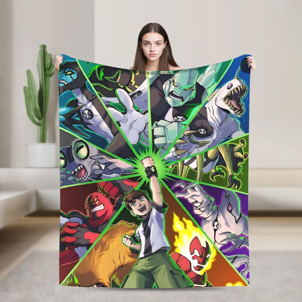 Одеяло из фланели с изображением Бена 10 Омнитрикса в стиле «Бен 10: Освобождение», теплое и мягкое постельное белье для дивана, кровати, пикника, эстетичное покрывало на кровать.