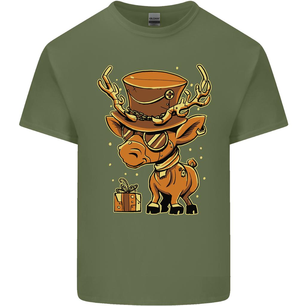 Steampunk Reindeer Funny Christmas Unisexs Light Cotton TShirt