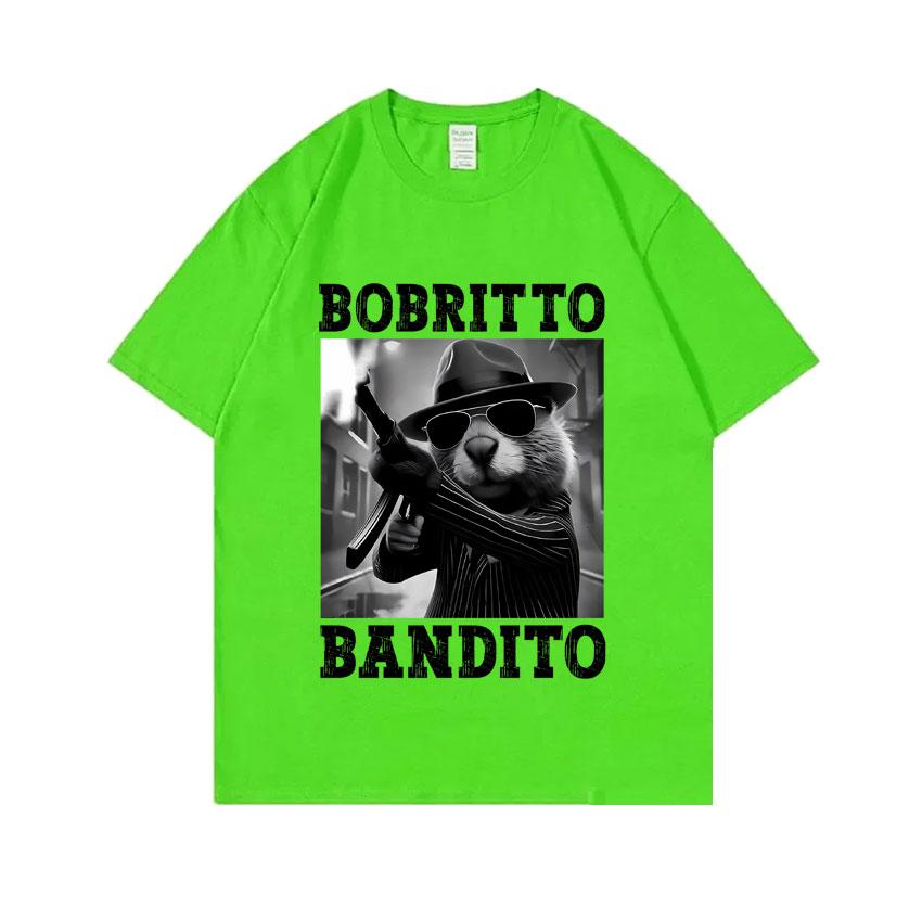 Футболка с мемом про смешного бобра Боритто Бандито, мужская одежда, летние футболки с коротким рукавом и круглым вырезом, повседневные юмористические топы, уютные хлопковые футболки