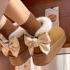 Модные ботинки-дутики с бантом для женщин, плюшевые, с круглым носком, женская обувь, зимние, каваий, до щиколотки, новинка 2025, пушистые, трендовые, модная обувь с подкладкой