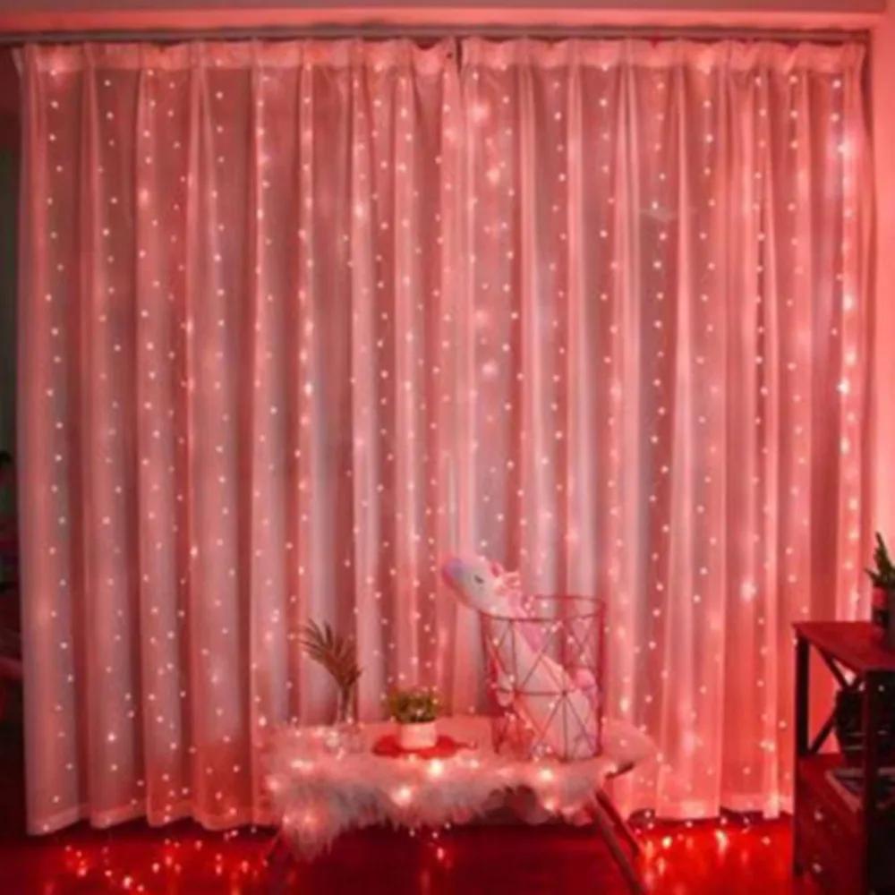 Светодиодные занавески 6м/3м USB Теплые сказочные гирлянды Праздничное освещение Оконная лампа для дома, спальни, свадьбы, Рождества, украшения