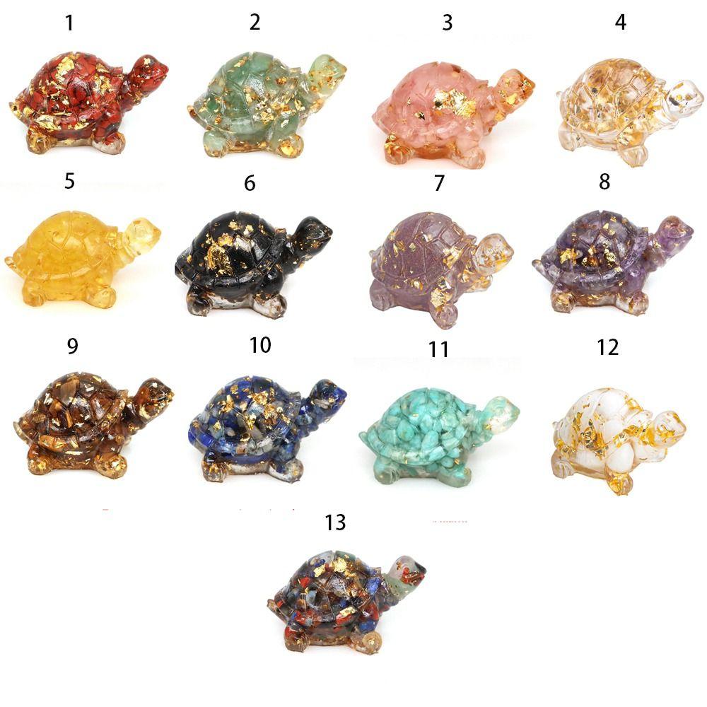 50MM Resin Turtle Statue Healing Crystals Tumbled Stones Sculpture Reiki Pocket Animals Tortoise Figurine Gems Crafts Home Decor