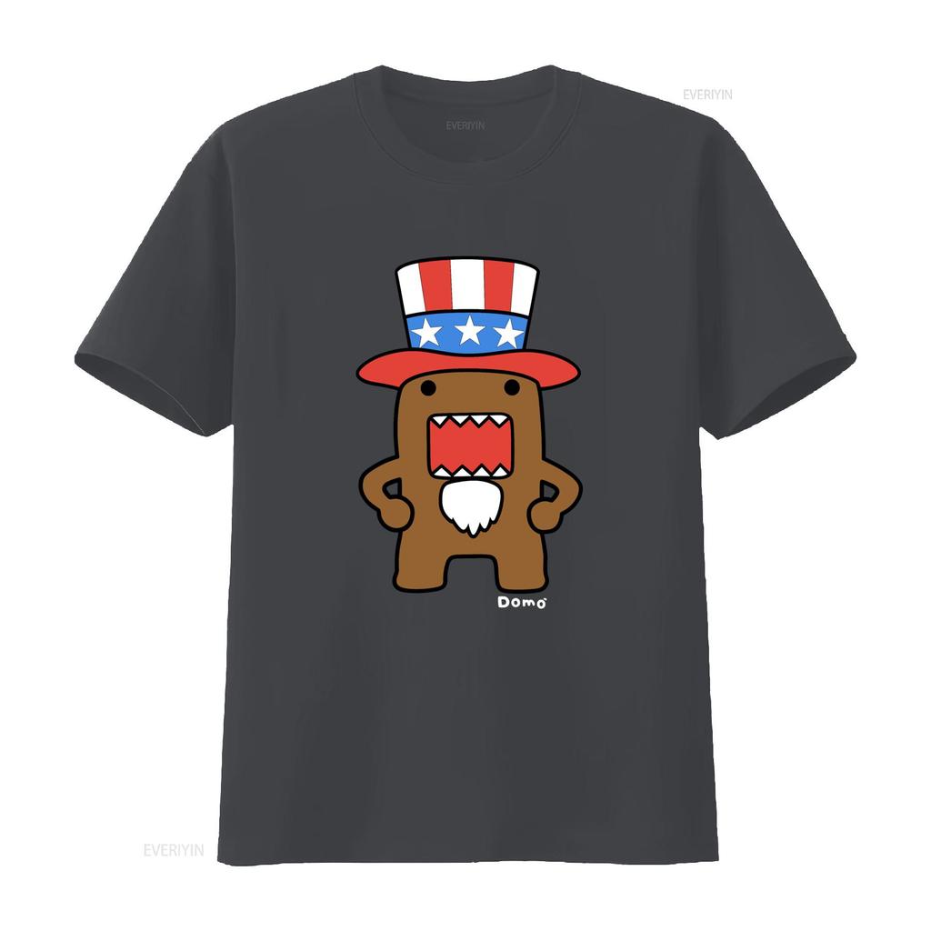 Футболка Domo Kun с синим американским шляпой Дяди Сэма Размер L 100% Хлопок Новый винтаж Стиль washed homme