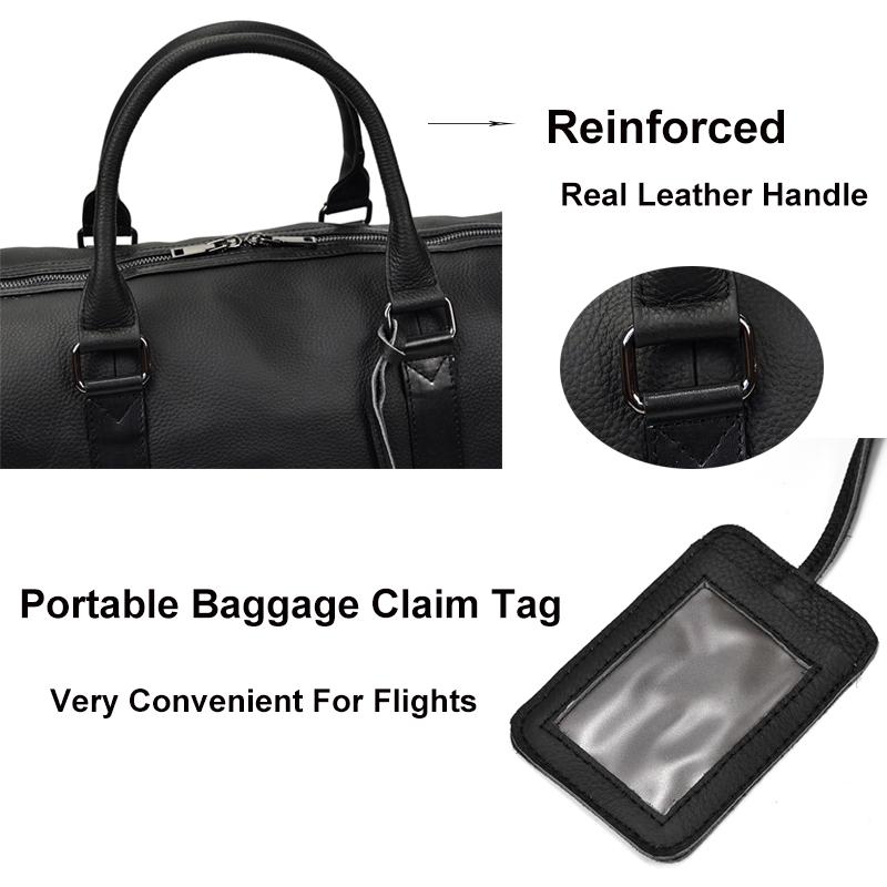 Luxury Genuine Leather Men Women Travel Bag Cow Leather Carry On Luggage Bag Travel Shoulder Bag Male Female Weekend Duffle Bag CLE