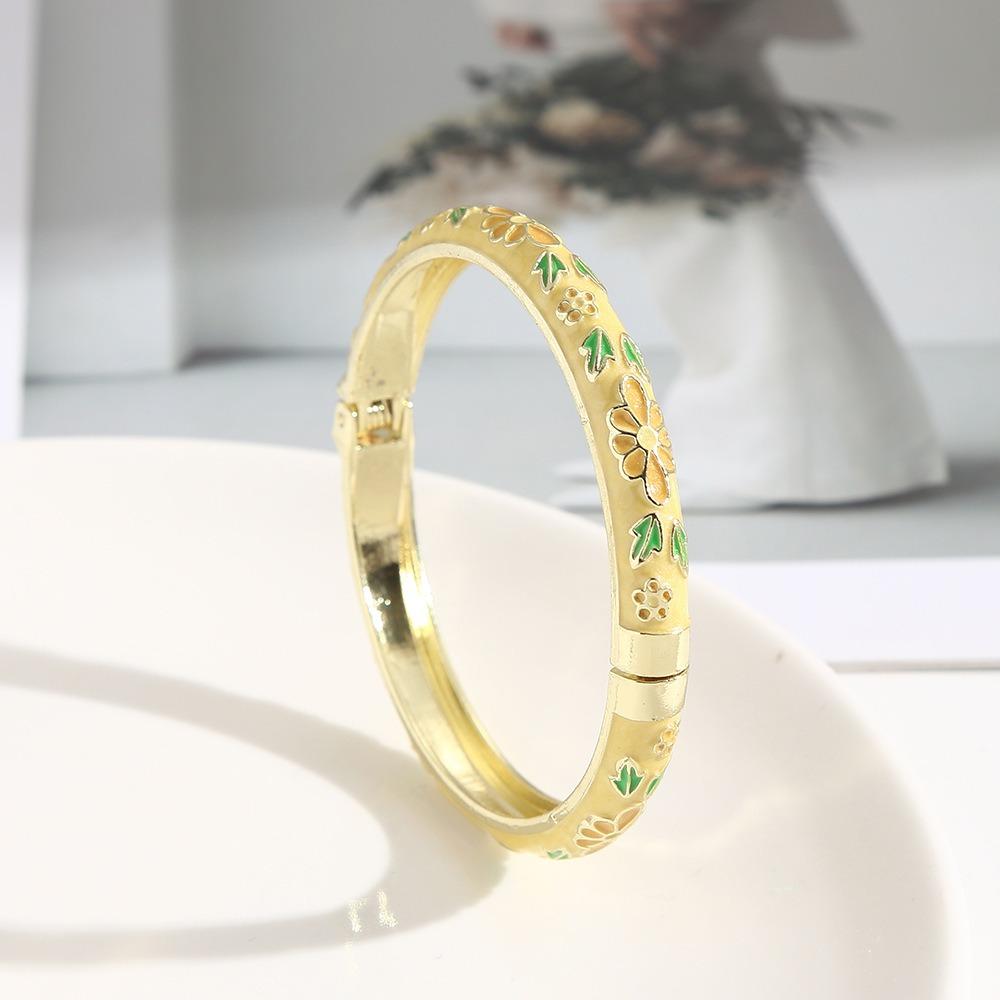 Zinc Zinc Alloy Material Enamel Bracelet Ethnic Floral Motifs Cloisonne Bracelet Gift Giving