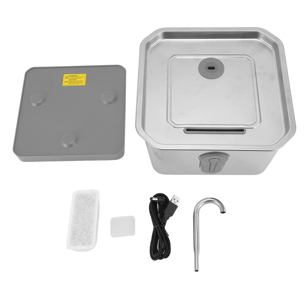 3.5L Stainless Steel Cat Water Fountain Activated Carbon Filtered Smart Sensing Quiet Automatic Pet