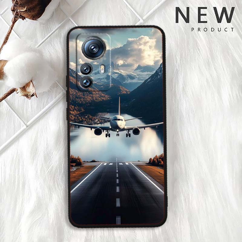 Модный чехол для телефона с рисунком самолета для Xiaomi Mi 15 14 13 13T 12 12T 12S 11 11i 11T Pro Ultra Lite 5G Черный Мягкий