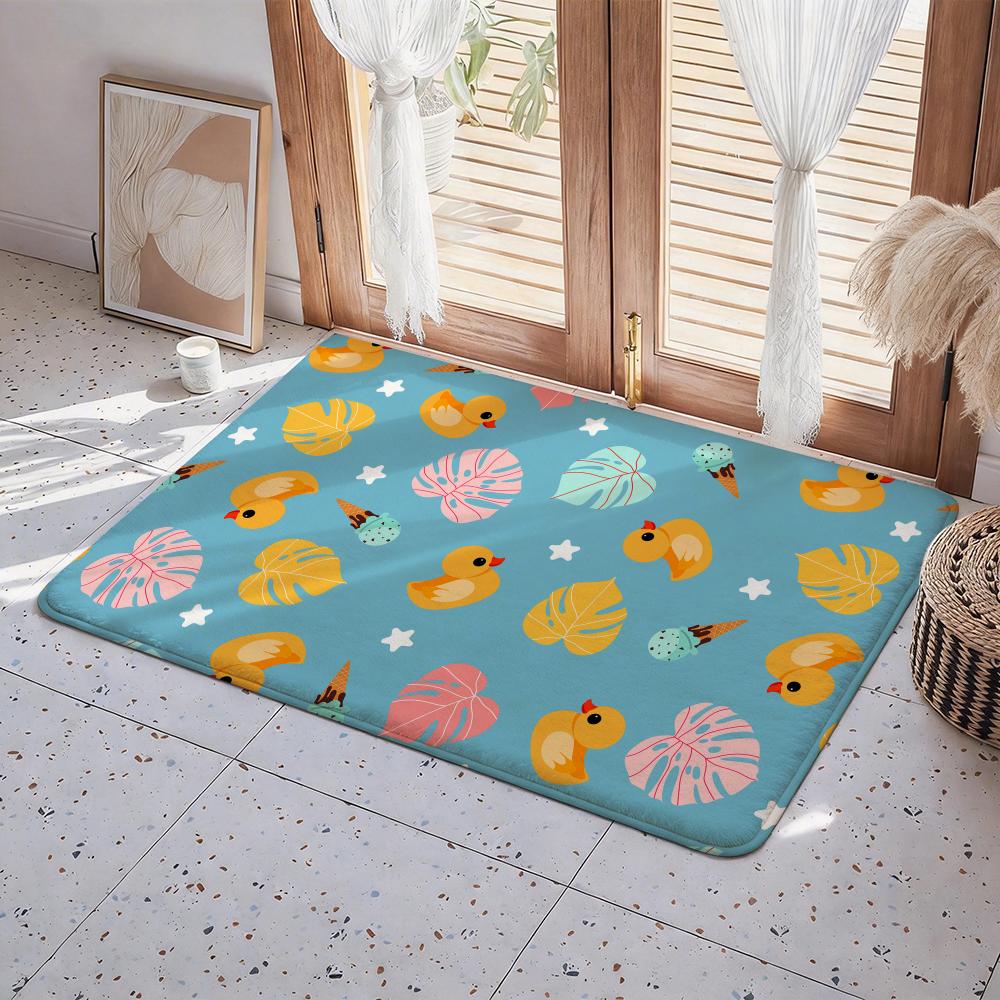 Animal D Duck Floor Mat Eco Flannel Doormat Non Slip Odorless Indoor Floor Rug Soft Short Plush Home Mat