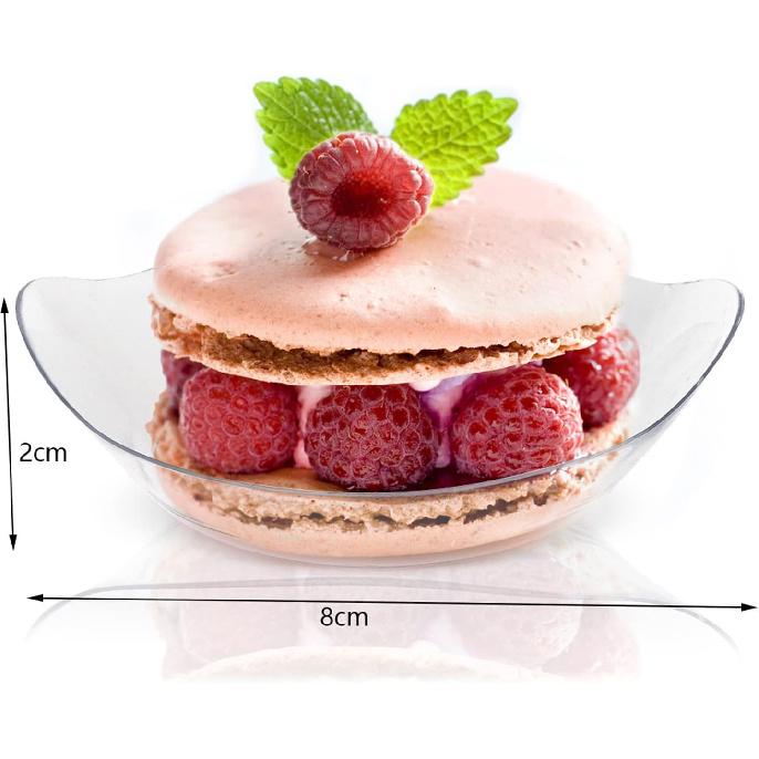 100 Pcs Dessert Plates, Mini Clear Disposable Dessert Bowls, Oval Plastic Ice Cream Cups Appetizer Tray, Sauce Dish/Bowls, Tomato Sauce, Salad