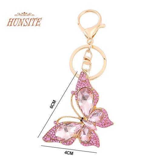 Красочный брелок с бабочками, роскошный женский автомобильный брелок со стразами
