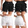 Womens Ruffled Bloomers Tiered Maid Cosplay Shorts Bowknot Culottes Halloween Panties