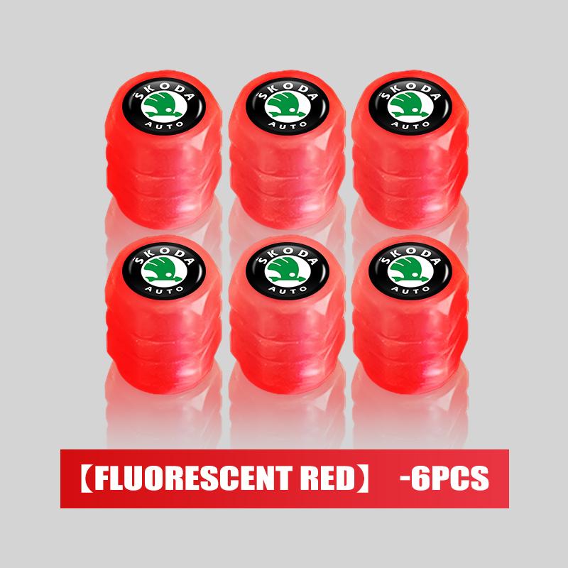 uwhxm4 Car Tire Valve Cap Luminous Valve Core Cover For Skoda Kamiq MK3 Roomster Rapid Kodiaq Karoq Fabia Enyaq