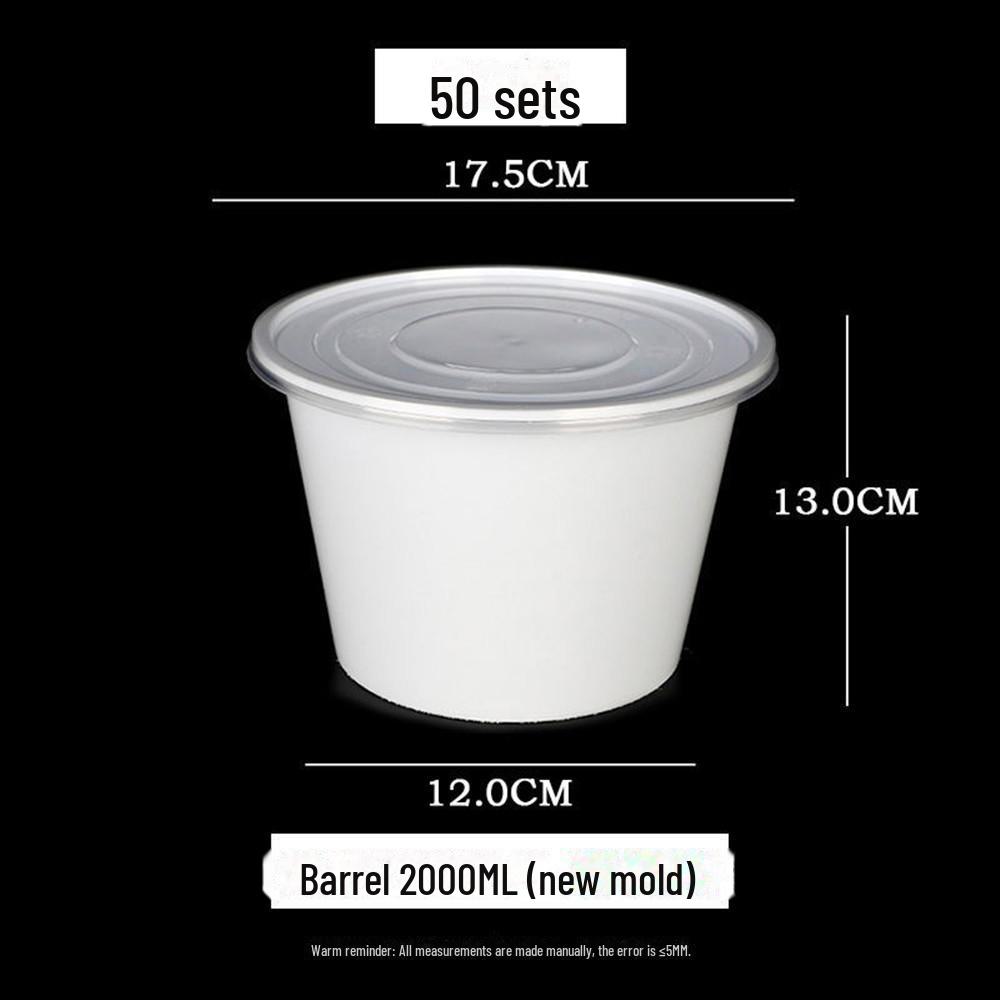 Thickened Milky White Disposable Round Lunch Box with Lid - Perfect for Takeaway and Snail Noodle Soup, Free Shipping