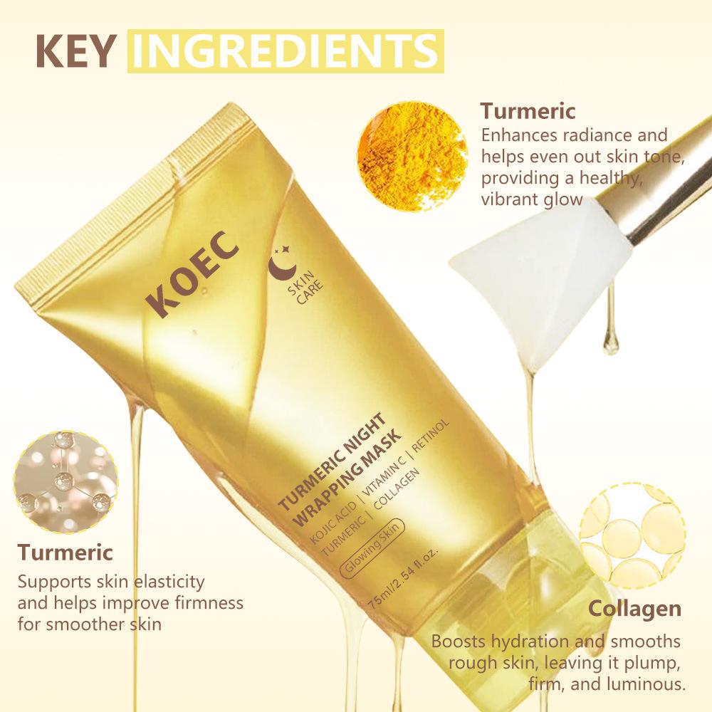 KOEC Turmeric Vitamin C Collagen Peel-Off Mask Moisturizing Hydrating Skin Care Facial Mask with Brush Brightening