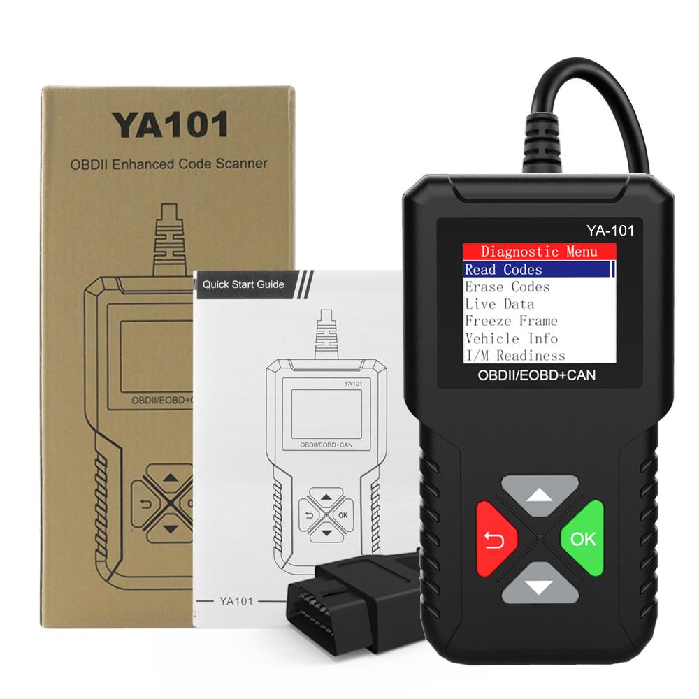 YA101 OBDII/EOBD считыватель кодов OBD2 сканер проверка батареи двигателя тестер полная функция OBD автомобильный диагностический инструмент автоматического сканирования