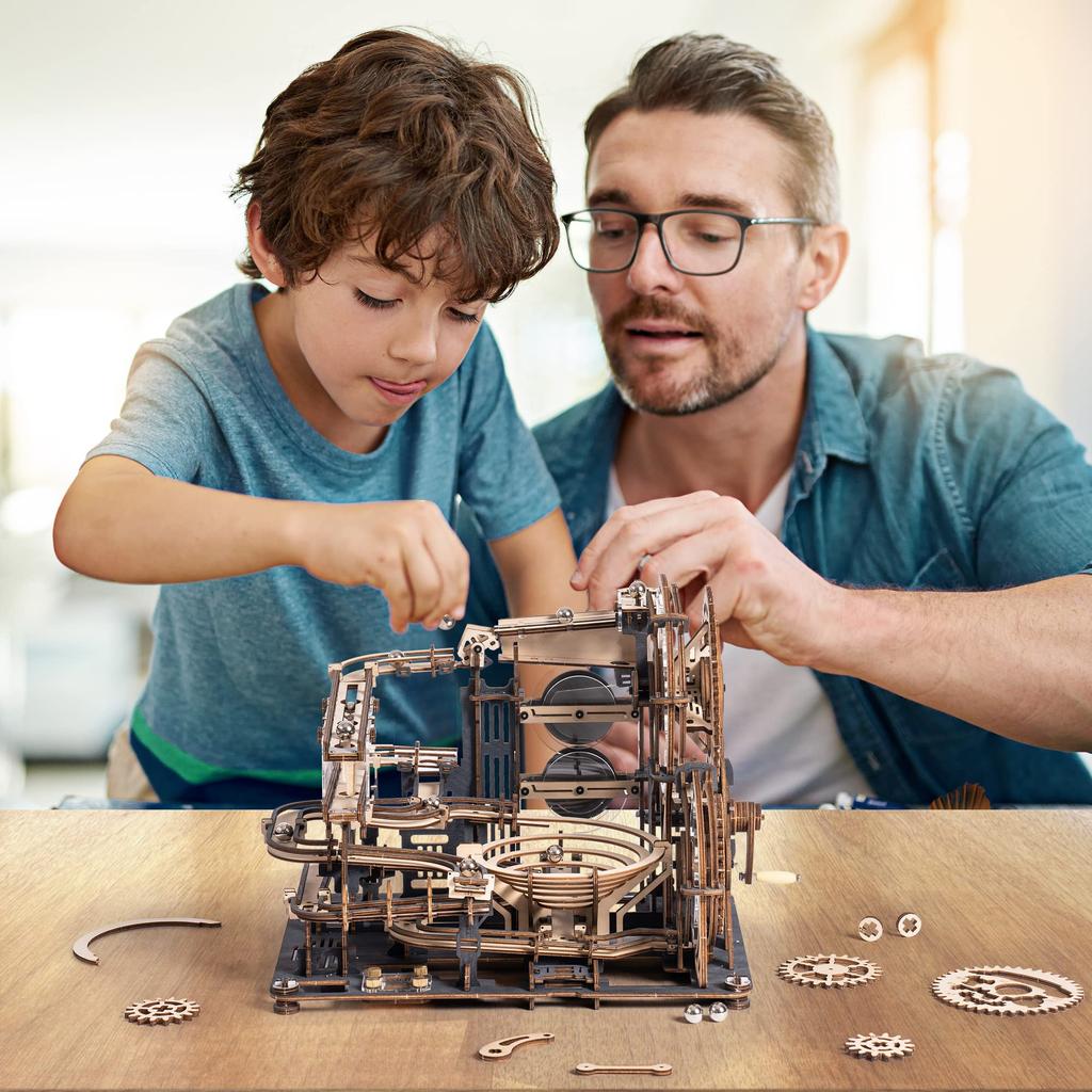 ROKR 3D головоломка деревянная 3D деревянная для детей взрослых образовательного возраста американские горки подвижная модель иллюстрированное руководство подарок DIY набор для самостоятельной работы игрушка