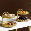 Nordic Pastry Tray, Double-layer Storage Rack, Metal Fruit and Candy Tray, Living Room Front Desk Home Decoration Jewelry Dish
