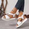 Women Wedges Sandals New Snake Print Platform Shoes for Women Metal Decoration Sandals Woman Comfort Casual Med Heels Sandals
