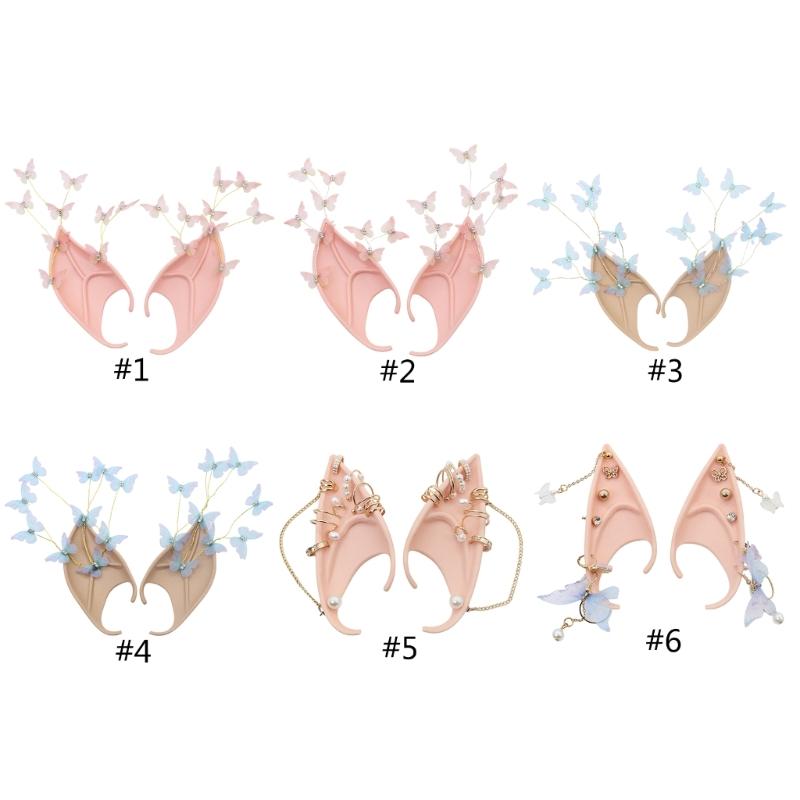 Эльфийские уши Уши фей Уши эльфов с бабочкой Инопланетные уши Заостренные уши для вечеринки Косплей Уши