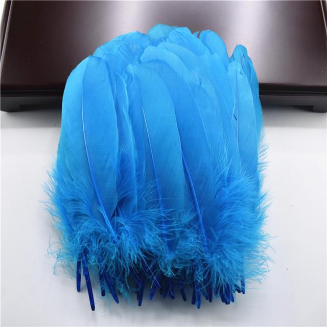 100pcs /Lot Colorful Hard Stick Natural Goose Feathers For Needlework Crafts Feather Handicraft Decor Wedding Accessories Plumes