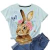Летний топ с круглым вырезом и принтом 3D кролика, модные повседневные женские футболки с короткими рукавами