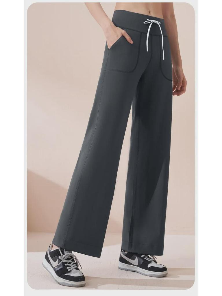 Juyitang осенняя мода женские бесшовные высокоэластичные широкие брюки со шнурком