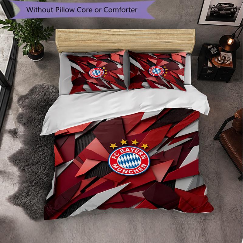 Bayern Munich Pattern 3 Pieces Bedding Set Soft Microfiber Duvet Cover with Pillow Cases for Bedroom