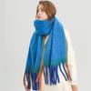 European and American New Imitation Cashmere Warm Shawl Scarf Women's Autumn and Winter Color Matching Gradual Change Fringed Scarf