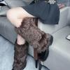 Solid Colors Furry Leg Warmers Japanese Style Y2k Leggings Thickened Stockings Women  Winter