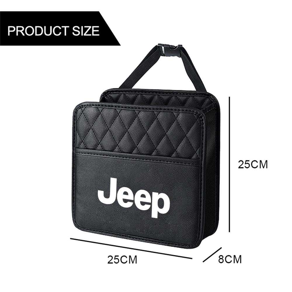 Car Seat Back Storage Bag Leather Hanging Sundry Organizer Box For Jeep Renegade Compass Grand cherokee wk2 Wrangler Accessories AMR1