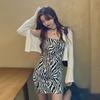 2023 Women's Sexy Zebra Pattern Slim Autumn Suspender Dress - Stylish & Size-Inclusive