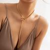 Hip-hop Metal Wind Snake Bone Chain Necklace, Trendy Geometric Long Woven Collarbone Necklace