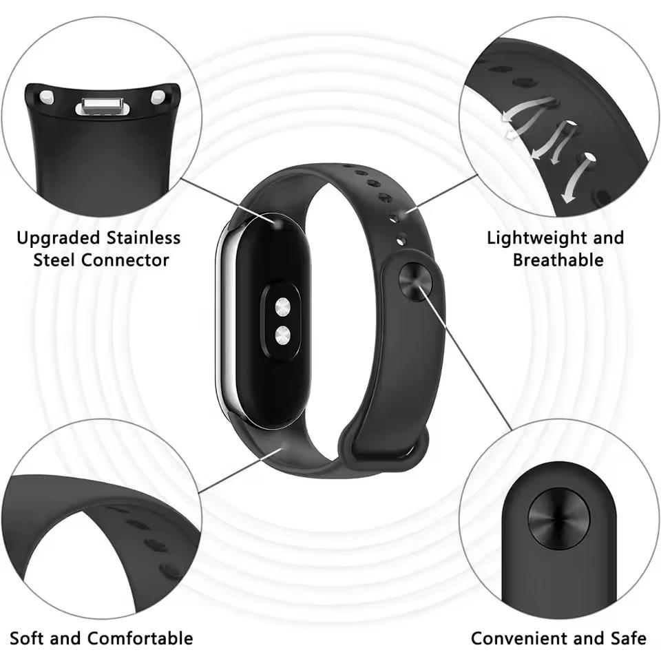 НОВЫЙ Ремешок Аксессуары Силиконовый Ремешок для Xiaomi Mi Band 10 9 8 Сменный Браслет для Xiaomi Mi Band 10 Спортивный Наручный Ремешок