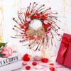 4 Pcs Valentines Day Wreaths Kitchen Cabinet Wreaths Farmhouse Artificial Red Pink Heart Berries Mini Valentine's Day Windows Wreaths for Front Door
