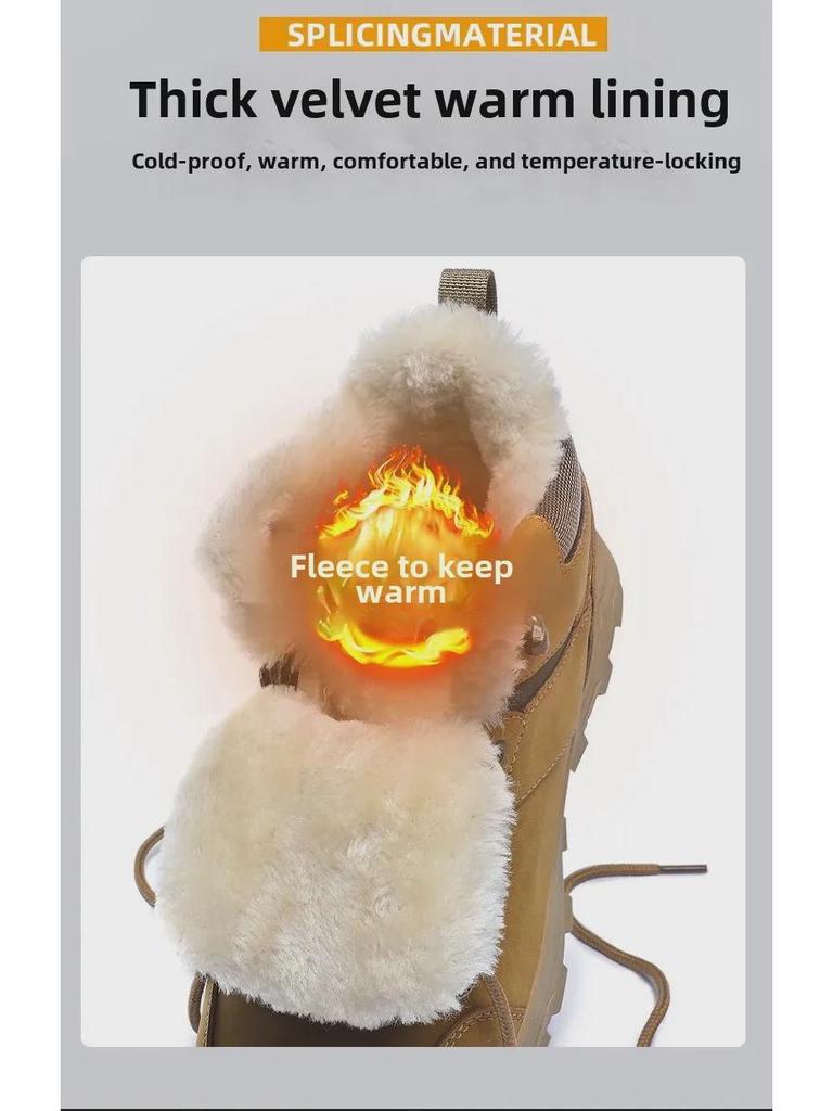 Мужские зимние спортивные ботинки для активного отдыха - теплые, с бархатом, большого размера, для снегоходов и походов