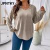 Женская Модная Повседневная Блузка-Рубашка JPNTKY Однотонная с Принтом, Длинный Рукав, V-образный Вырез