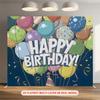 2D Flat Print Birthday Background Cloth with Confetti and Streamers