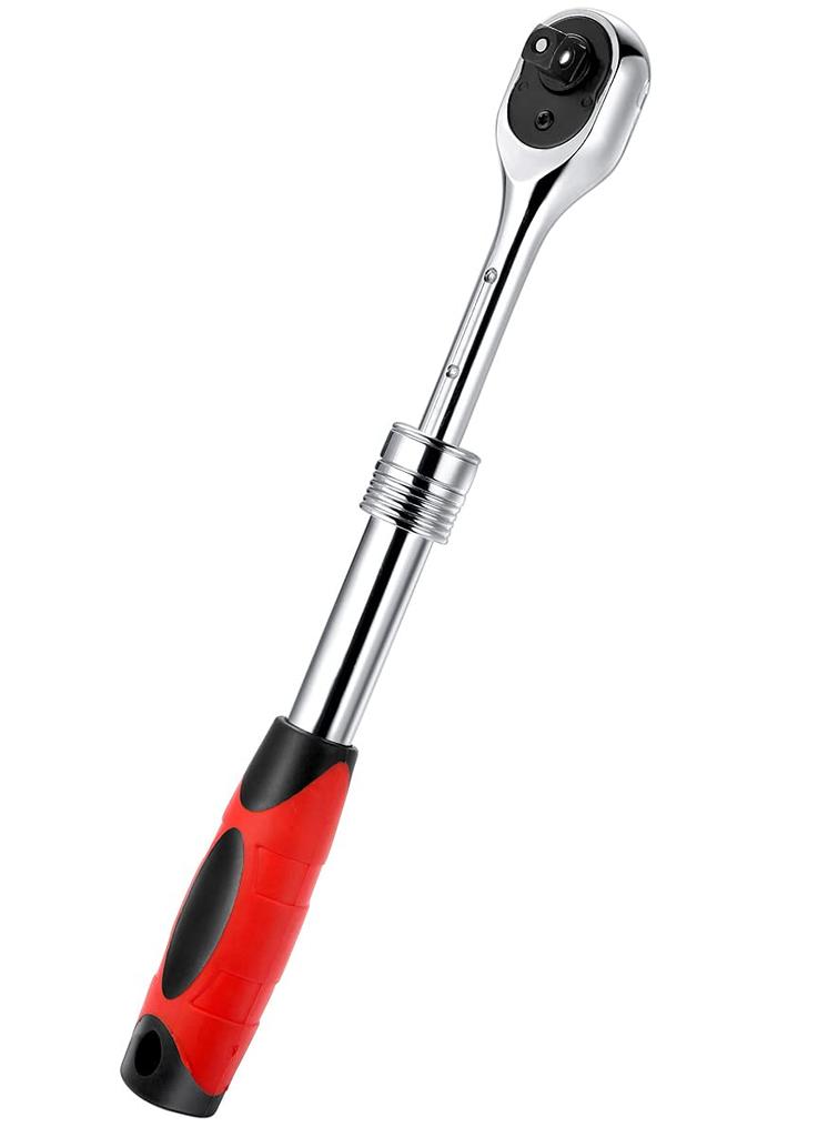 Square Socket Ratchet Telescopic Quick Release Ratchet Reversible Enlarged Handle 3/8-inch Wrench, Drive, 72-Tooth,