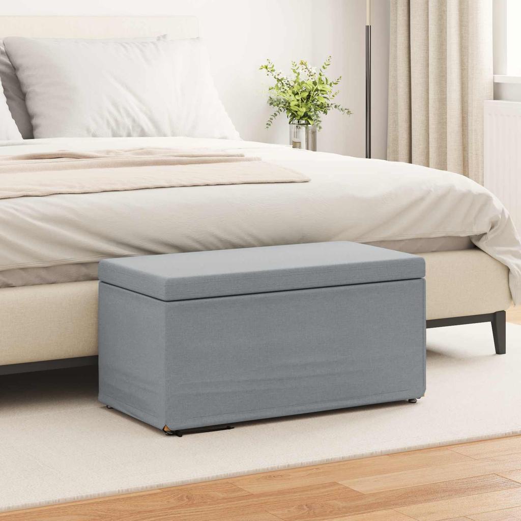 Stool Light Grey 81 x 41 x 40 cm Fabric and Particleboard