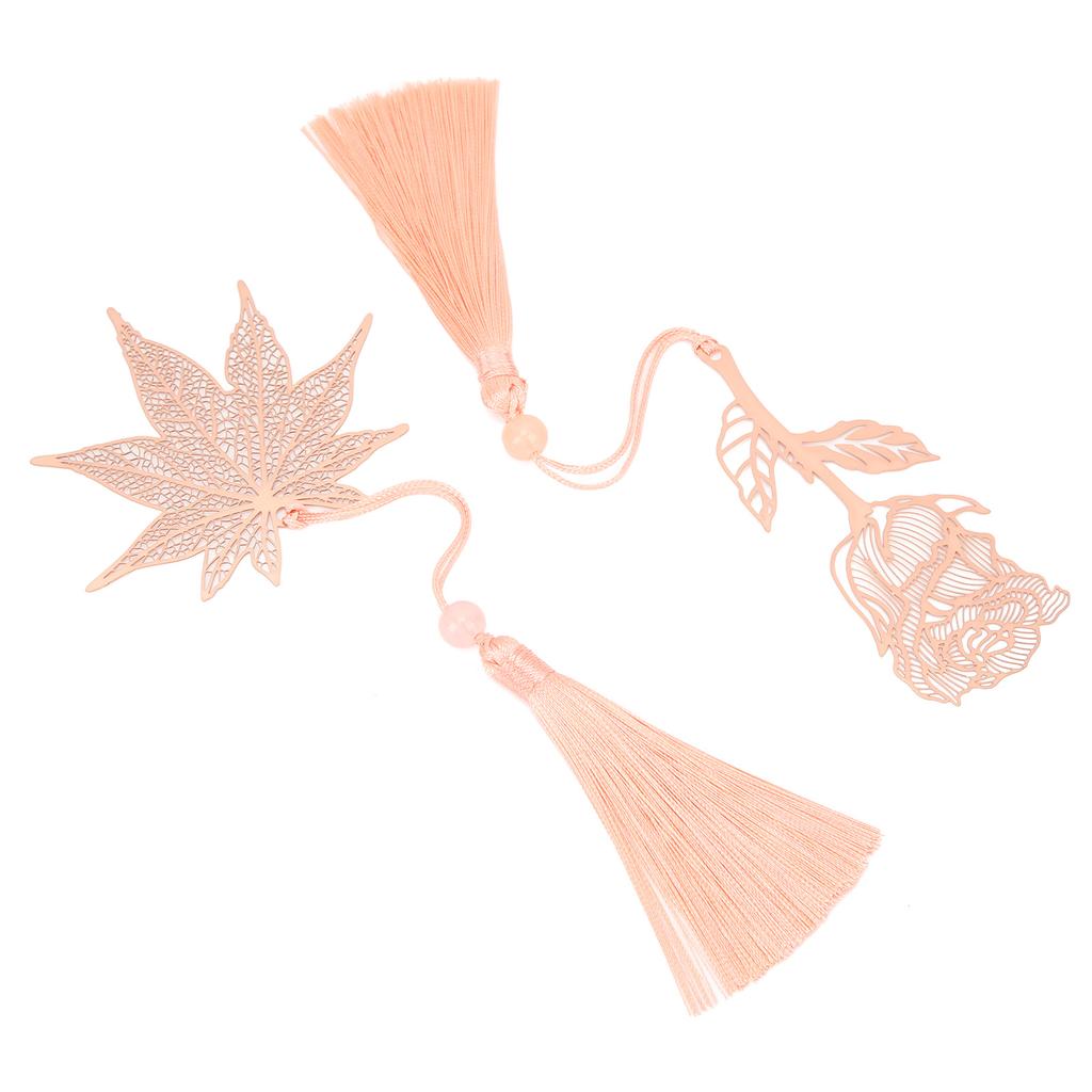 2 шт. металлические закладки из нержавеющей стали с золотым гальваническим покрытием в виде цветка и листа для книги O