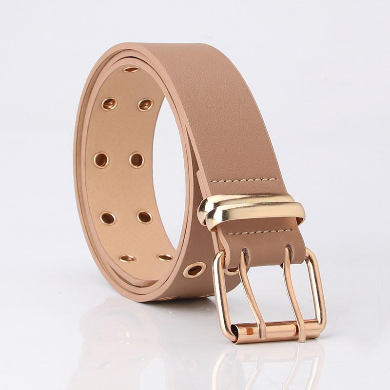 Trendy Pu Designer Belt With Hollow Geometric Details For Female Street Fashion