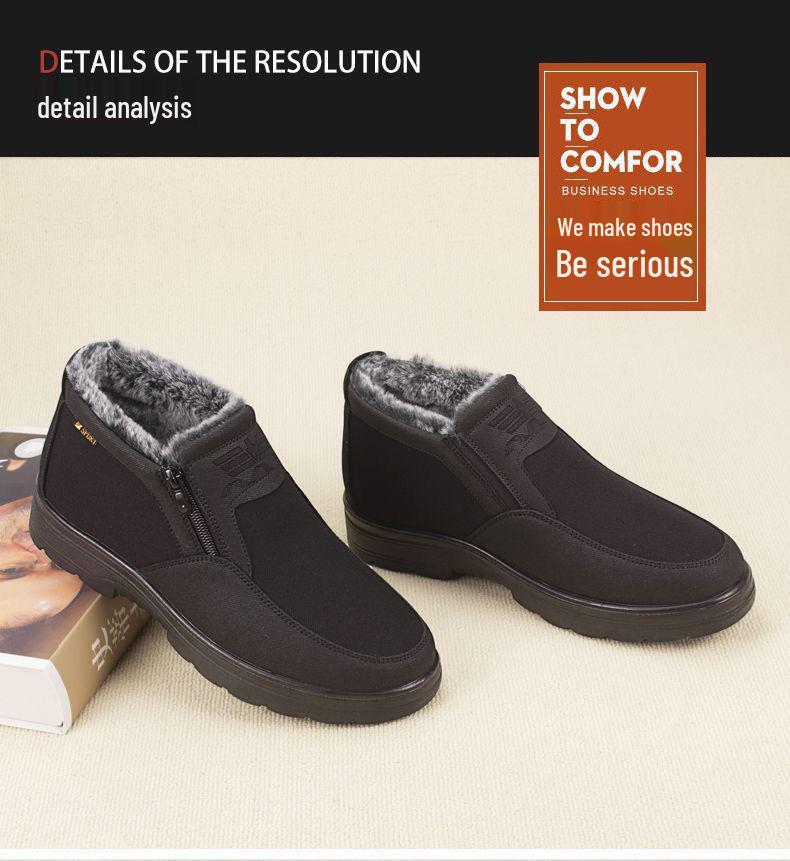 Мужские зимние водонепроницаемые нескользящие ботинки на плюшевой подкладке для пожилых