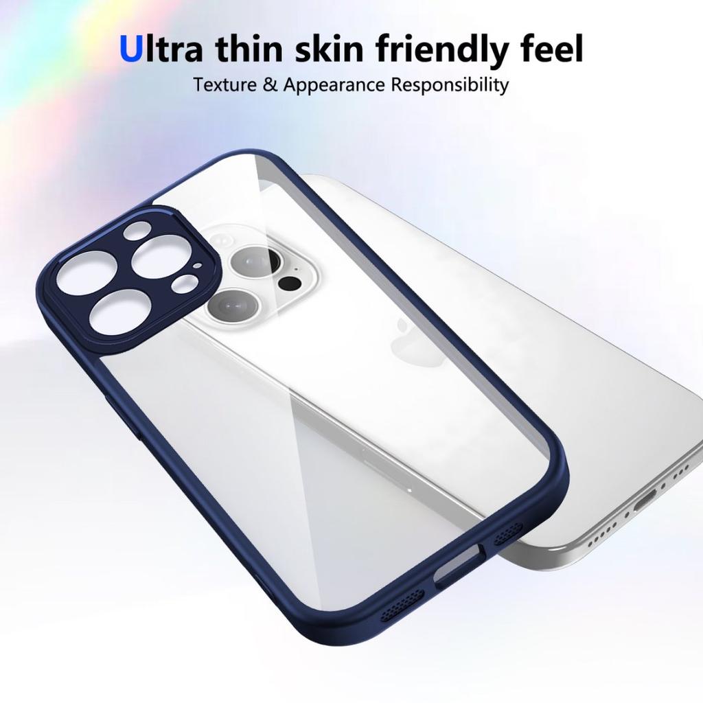 Clear Soft Frame Phone Case for iPhone 17air 16e 17 16 15 14 Plus13 12 11 Pro Max Shockproof Protection Cover Hard Acrylic Shell